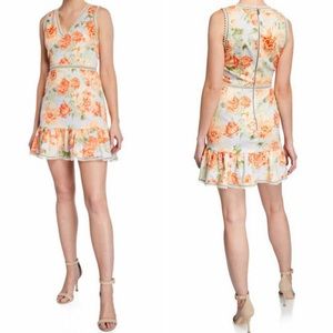 Alice + Olivia Kirean Floral Lace Trim Mini Dress Size 12